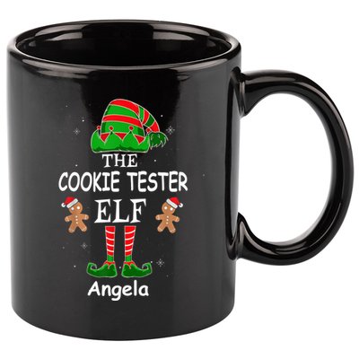 Personalized Cookie Tester Elf Family Matching Charismas Custom Name 11oz C Handle Ceramic Mug