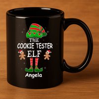 Personalized Cookie Tester Elf Family Matching Charismas Custom Name 11oz C Handle Ceramic Mug