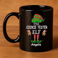 Personalized Cookie Tester Elf Family Matching Charismas Custom Name 11oz C Handle Ceramic Mug