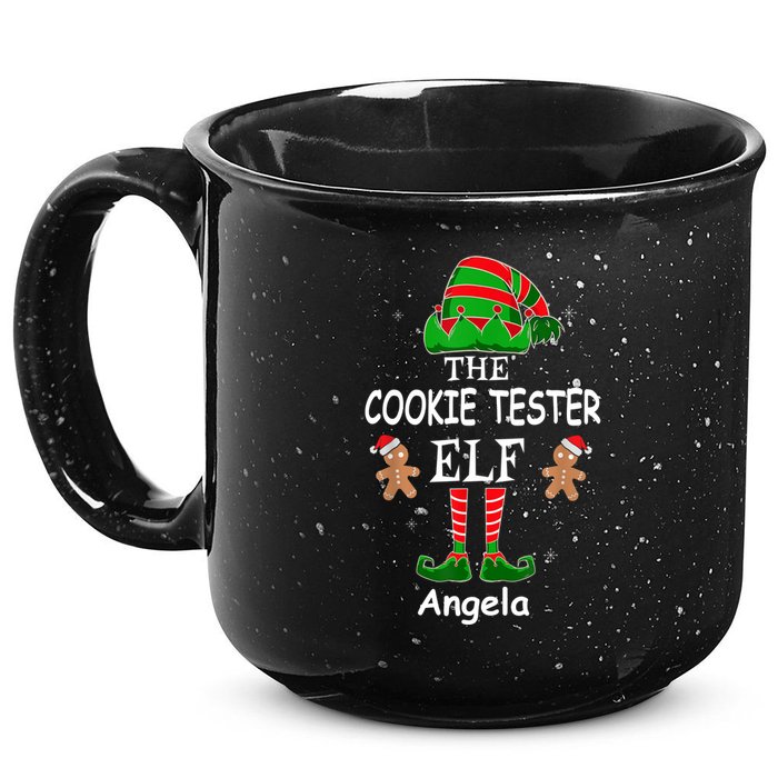 Personalized Cookie Tester Elf Family Matching Charismas Custom Name 15oz Campfire Ceramic Mug