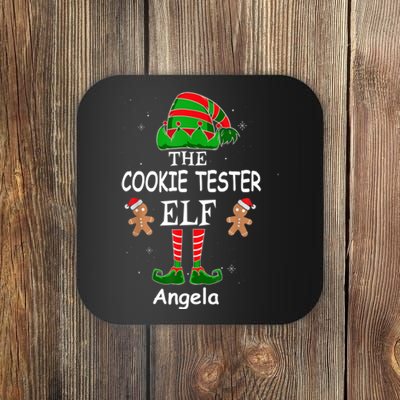 Personalized Cookie Tester Elf Family Matching Charismas Custom Name Coaster