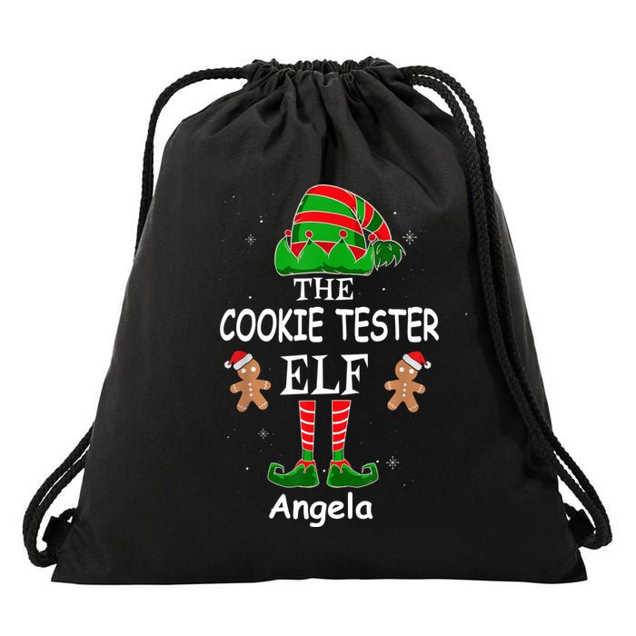 Personalized Cookie Tester Elf Family Matching Charismas Custom Name Drawstring Bag