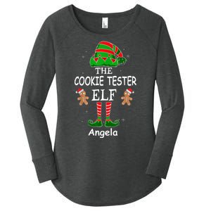 Personalized Cookie Tester Elf Family Matching Charismas Custom Name Women's Perfect Tri Tunic Long Sleeve Shirt