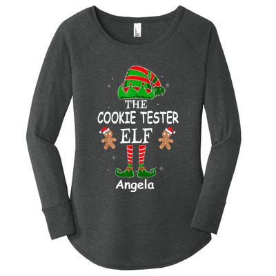 Personalized Cookie Tester Elf Family Matching Charismas Custom Name Women's Perfect Tri Tunic Long Sleeve Shirt