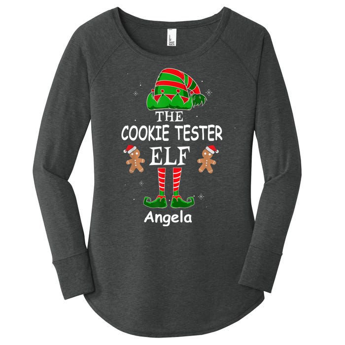 Personalized Cookie Tester Elf Family Matching Charismas Custom Name Women's Perfect Tri Tunic Long Sleeve Shirt