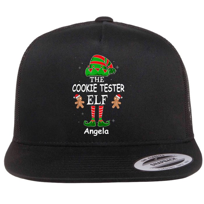 Personalized Cookie Tester Elf Family Matching Charismas Custom Name Flat Bill Trucker Hat