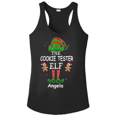 Personalized Cookie Tester Elf Family Matching Charismas Custom Name Ladies PosiCharge Competitor Racerback Tank