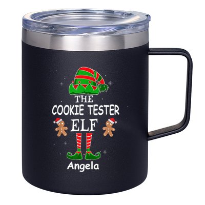 Personalized Cookie Tester Elf Family Matching Charismas Custom Name 12oz Stainless Steel Coffee Mug