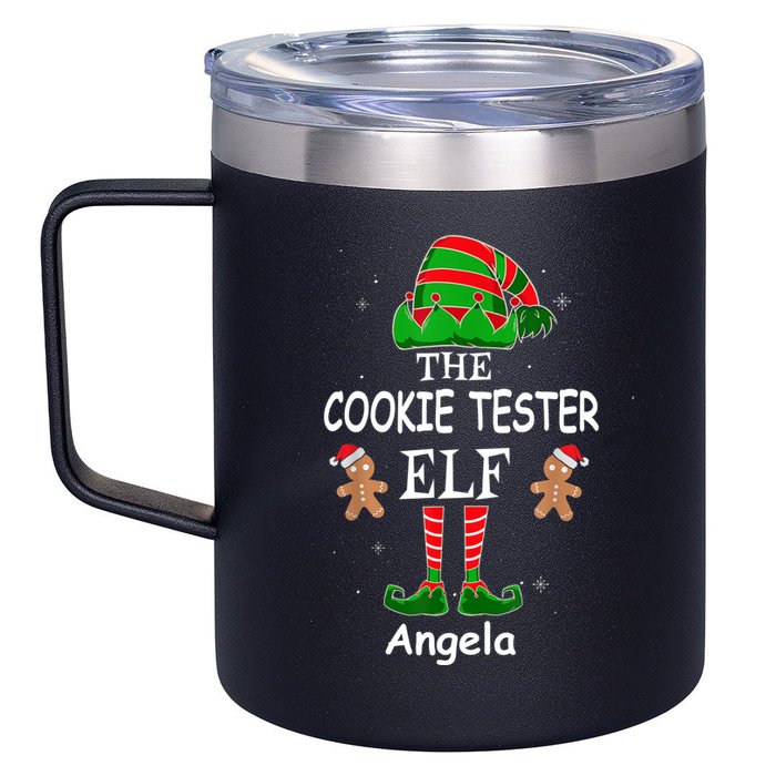 Personalized Cookie Tester Elf Family Matching Charismas Custom Name 12oz Stainless Steel Coffee Mug