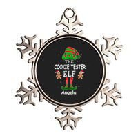 Personalized Cookie Tester Elf Family Matching Charismas Custom Name Metallic Star Ornament