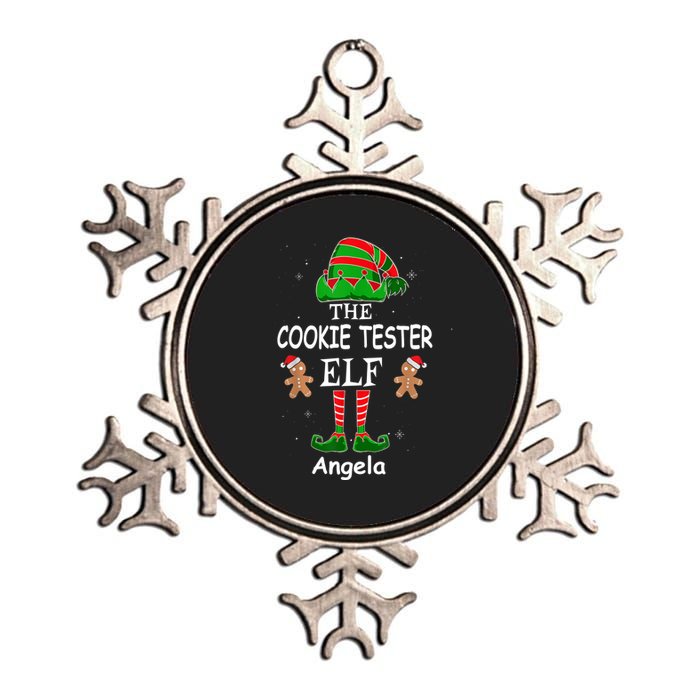Personalized Cookie Tester Elf Family Matching Charismas Custom Name Metallic Star Ornament