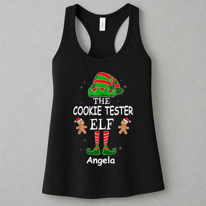 Personalized Cookie Tester Elf Family Matching Charismas Custom Name Womens Tank Top