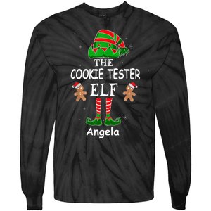 Personalized Cookie Tester Elf Family Matching Charismas Custom Name Tie-Dye Long Sleeve Shirt