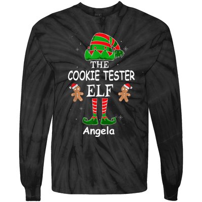 Personalized Cookie Tester Elf Family Matching Charismas Custom Name Tie-Dye Long Sleeve Shirt