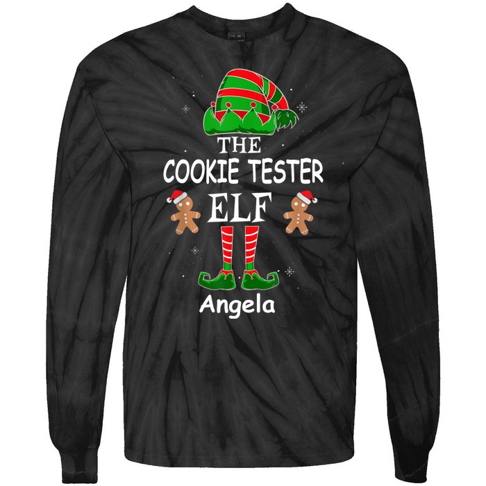 Personalized Cookie Tester Elf Family Matching Charismas Custom Name Tie-Dye Long Sleeve Shirt