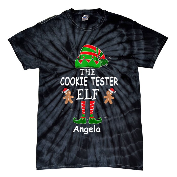 Personalized Cookie Tester Elf Family Matching Charismas Custom Name Tie-Dye T-Shirt