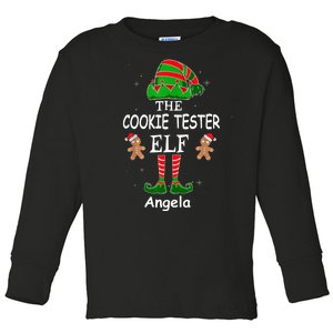 Personalized Cookie Tester Elf Family Matching Charismas Custom Name Toddler Long Sleeve Shirt