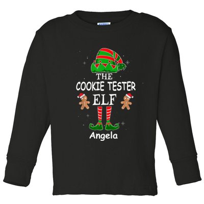 Personalized Cookie Tester Elf Family Matching Charismas Custom Name Toddler Long Sleeve Shirt