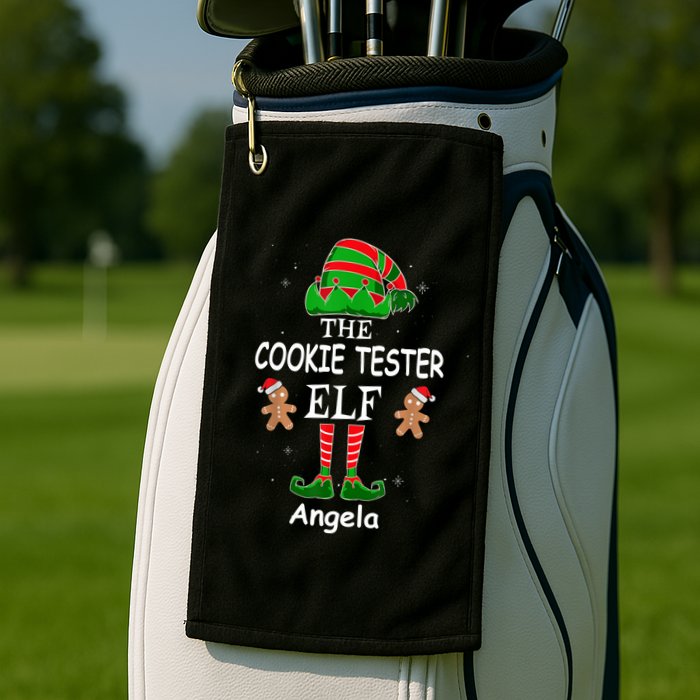 Personalized Cookie Tester Elf Family Matching Charismas Custom Name Golf Towel