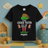 Personalized Cookie Tester Elf Family Matching Charismas Custom Name Toddler T-Shirt