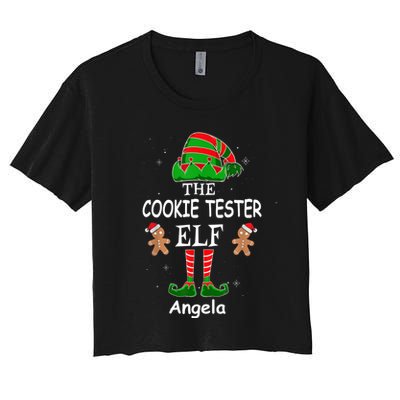 Personalized Cookie Tester Elf Family Matching Charismas Custom Name Crop Top