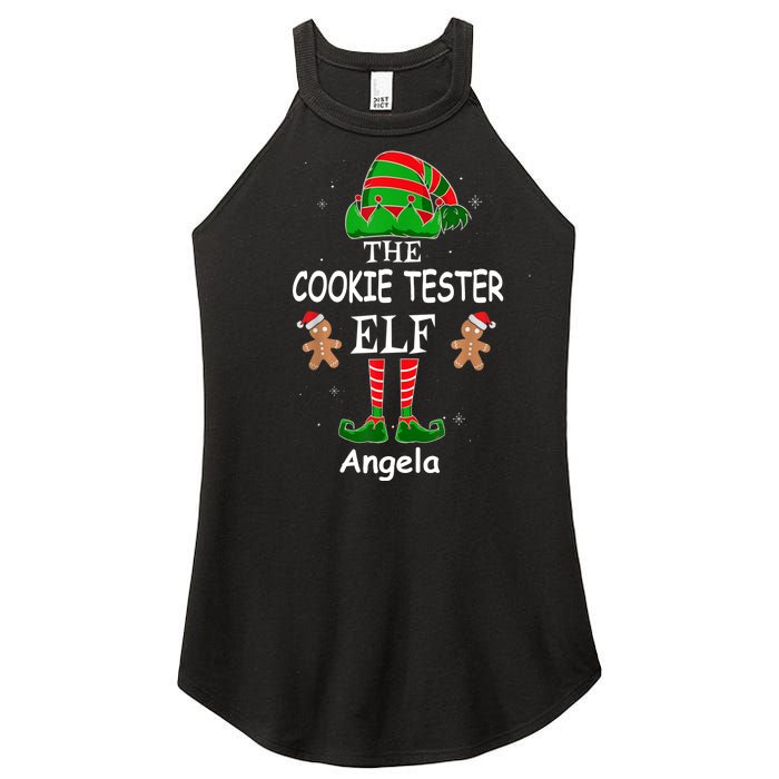 Personalized Cookie Tester Elf Family Matching Charismas Custom Name Women's Perfect Tri Rocker Tank