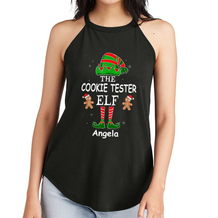 Personalized Cookie Tester Elf Family Matching Charismas Custom Name Women's Perfect Tri Rocker Tank