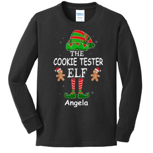 Personalized Cookie Tester Elf Family Matching Charismas Custom Name Kids Long Sleeve Shirt