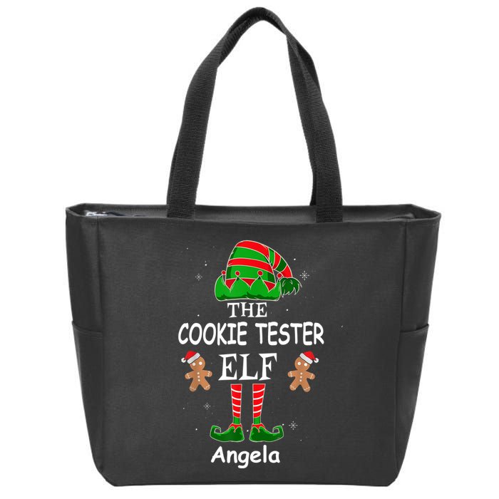Personalized Cookie Tester Elf Family Matching Charismas Custom Name Zip Tote Bag