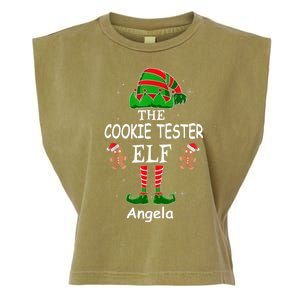 Personalized Cookie Tester Elf Family Matching Charismas Custom Name Garment-Dyed Women's Muscle Tee