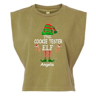 Personalized Cookie Tester Elf Family Matching Charismas Custom Name Garment-Dyed Women's Muscle Tee
