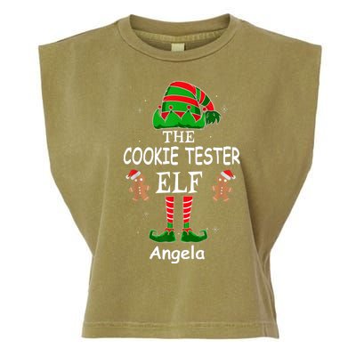 Personalized Cookie Tester Elf Family Matching Charismas Custom Name Garment-Dyed Women's Muscle Tee