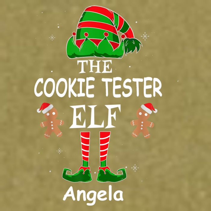 Personalized Cookie Tester Elf Family Matching Charismas Custom Name Garment-Dyed Women's Muscle Tee