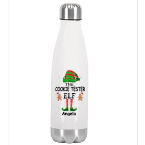 Personalized Cookie Tester Elf Family Matching Charismas Custom Name Stainless Steel Insulated Water Bottle