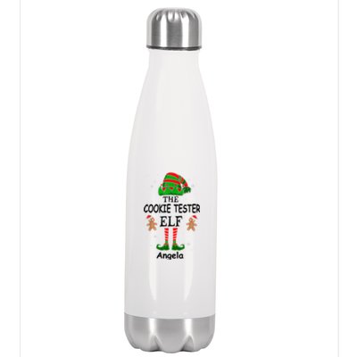 Personalized Cookie Tester Elf Family Matching Charismas Custom Name Stainless Steel Insulated Water Bottle