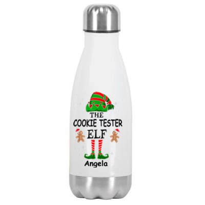 Personalized Cookie Tester Elf Family Matching Charismas Custom Name Stainless Steel Insulated Water Bottle