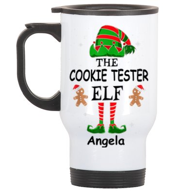 Personalized Cookie Tester Elf Family Matching Charismas Custom Name Stainless Steel Travel Mug