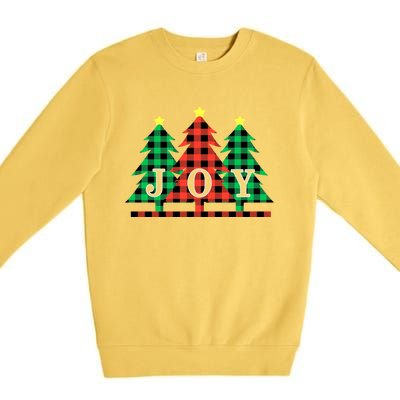 Plaid Christmas Trees Joy To The World Meaningful Gift Premium Crewneck Sweatshirt