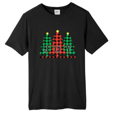 Plaid Christmas Trees Joy To The World Meaningful Gift Tall Fusion ChromaSoft Performance T-Shirt