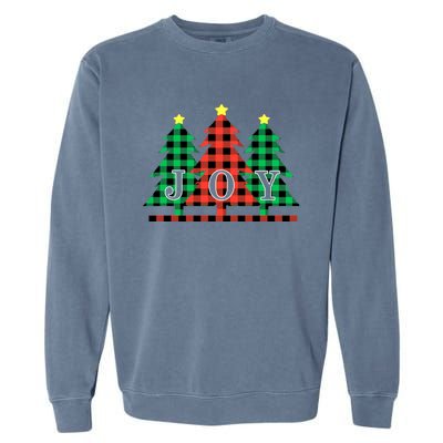 Plaid Christmas Trees Joy To The World Meaningful Gift Garment-Dyed Sweatshirt