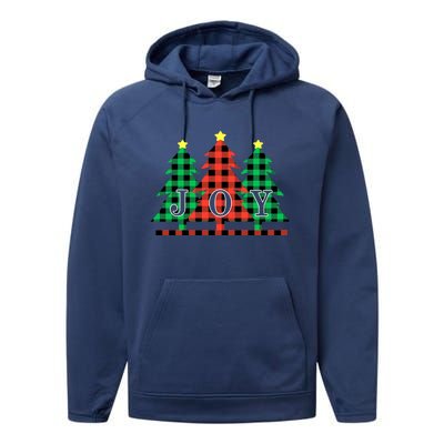 Plaid Christmas Trees Joy To The World Meaningful Gift Performance Fleece Hoodie