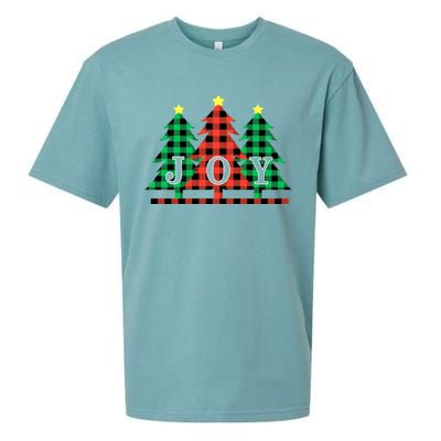 Plaid Christmas Trees Joy To The World Meaningful Gift Sueded Cloud Jersey T-Shirt