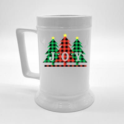 Plaid Christmas Trees Joy To The World Meaningful Gift Beer Stein