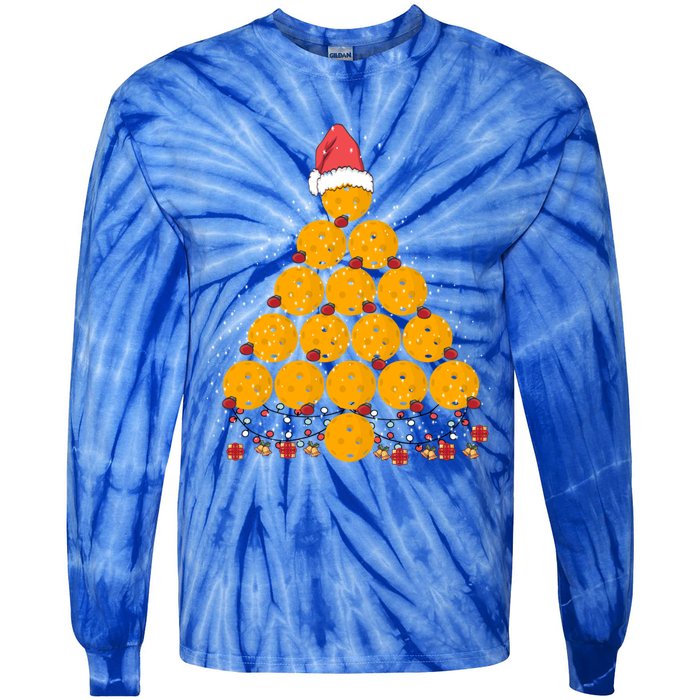 Pickleball Christmas Tree Outfit Xmas Cute Gift Tie-Dye Long Sleeve Shirt