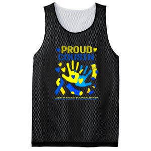 Proud Cousin T21 World Down Syndrome Awareness Day Ribbon Gift Mesh Reversible Basketball Jersey Tank