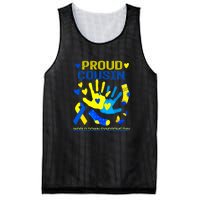 Proud Cousin T21 World Down Syndrome Awareness Day Ribbon Gift Mesh Reversible Basketball Jersey Tank