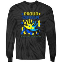 Proud Cousin T21 World Down Syndrome Awareness Day Ribbon Gift Tie-Dye Long Sleeve Shirt