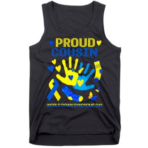 Proud Cousin T21 World Down Syndrome Awareness Day Ribbon Gift Tank Top