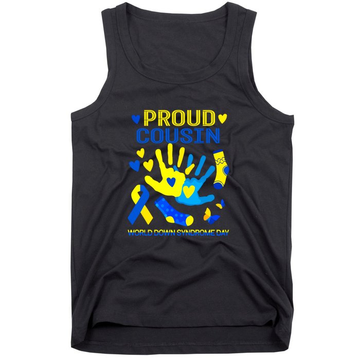 Proud Cousin T21 World Down Syndrome Awareness Day Ribbon Gift Tank Top