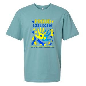 Proud Cousin T21 World Down Syndrome Awareness Day Ribbon Gift Sueded Cloud Jersey T-Shirt